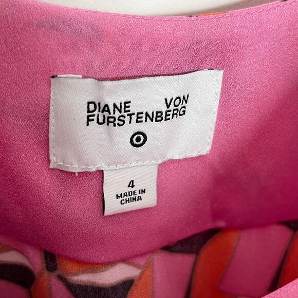 Diane Von Furstenberg x Target Womens Mini Shift Dress 4 Pink Geometric Print - Picture 5 of 12